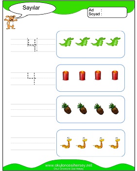 okul öncesi 1 sayısı çizgi çalışması
